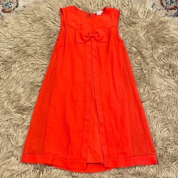 Ted Baker Josa Red Orange Tunic Shift Dress with a Chiffon Outer Layer size 2 - Picture 4 of 11